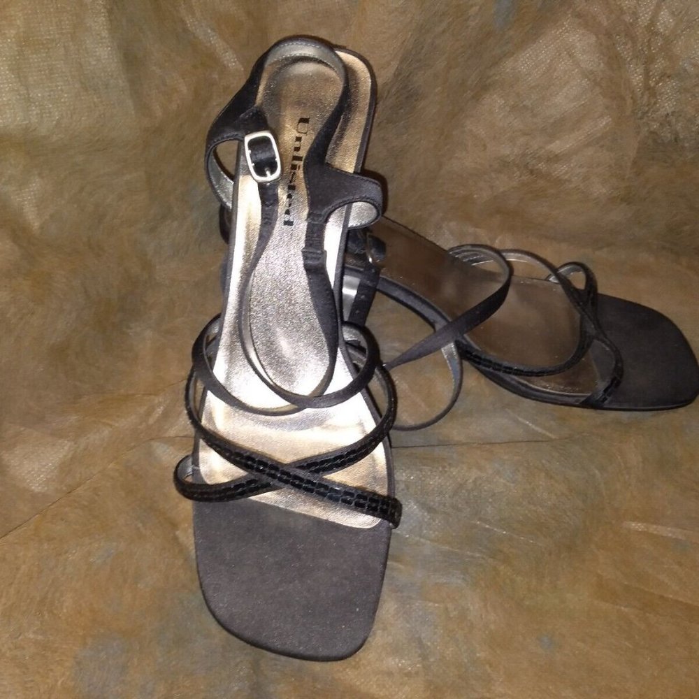 Unlisted Black Strap Heels Sequins womens size 10 vintage